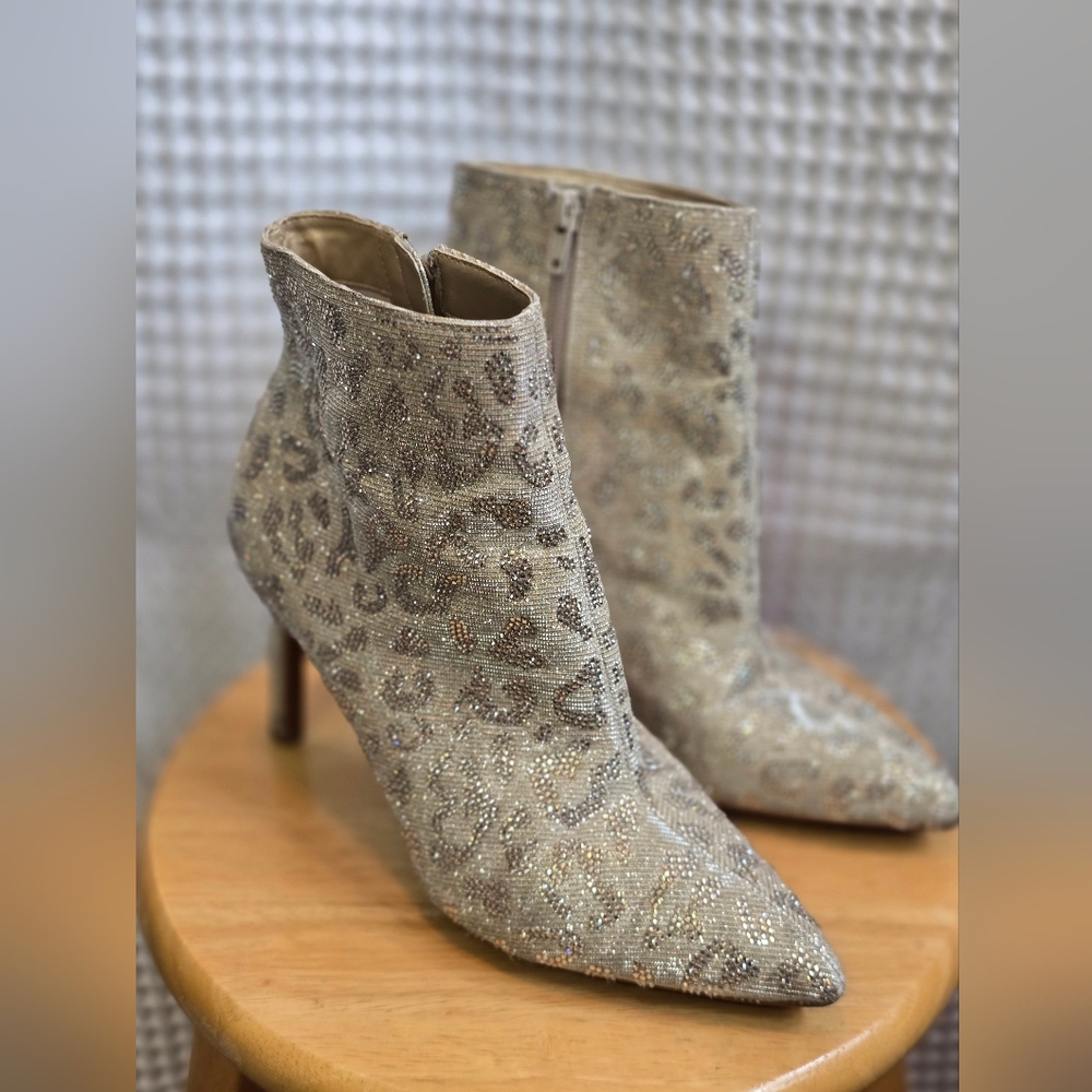 Gianni Bini Sparkling Leopard Ankle Boots